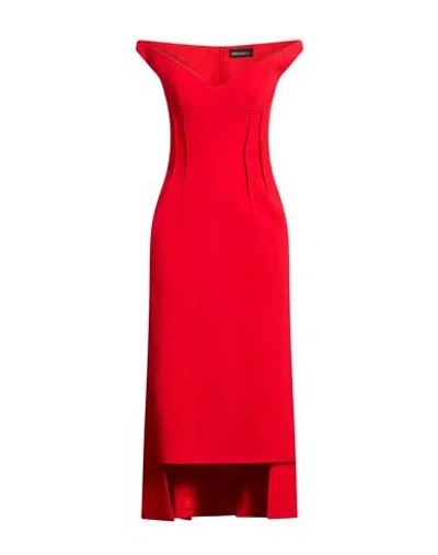 David Koma Woman Midi Dress Red Size 4 Viscose, Acetate, Elastane