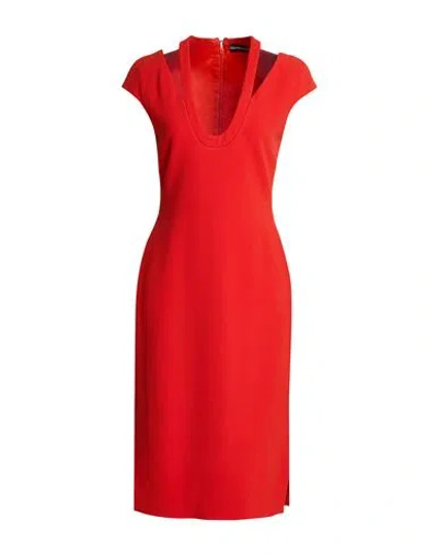 David Koma Woman Midi Dress Tomato Red Size 10 Viscose, Polyamide, Elastane