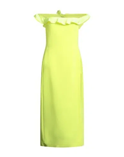 David Koma Woman Midi Dress Yellow Size 8 Acetate, Viscose, Elastane
