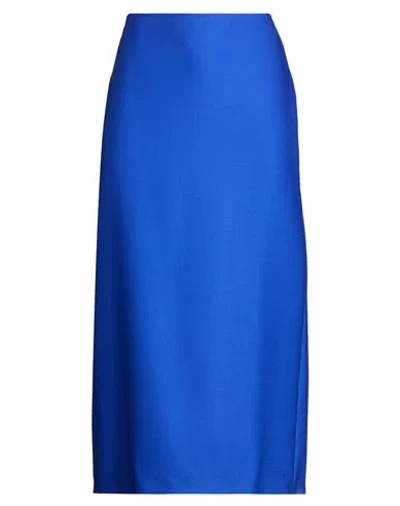 David Koma Woman Midi Skirt Bright Blue Size 8 Wool, Elastane