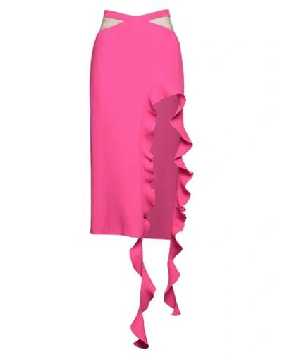 David Koma Woman Midi Skirt Fuchsia Size 6 Wool, Polyamide, Elastane In Pink