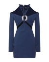 David Koma Woman Mini Dress Navy Size 6 Acetate, Viscose, Elastane, Glass, Metal In Navy Blue
