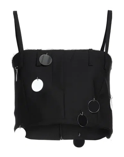David Koma Woman Top Black Size 4 Wool, Elastane, Acrylic