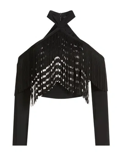 David Koma Woman Top Black Size 6 Acrylic, Polyester, Polyamide