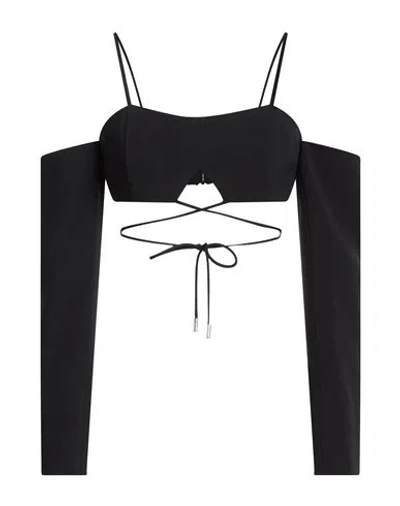 David Koma Woman Top Black Size 8 Acetate, Viscose, Elastane