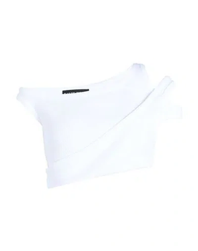 David Koma Woman Top White Size 2 Cotton, Elastane