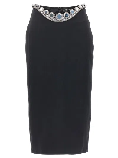 DAVID KOMA DAVID KOMA WOMEN'S PUFFER CIRCLE EMBROIDERY SKIRT