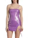 David Koma Women's Strappy Sequined Mini Dress In Lilac