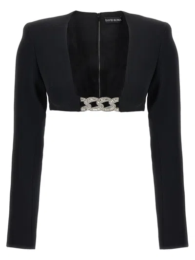 David Koma Women's Top 3d Crystsal Chain And Square Neck In Black