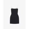 David Koma Womens Black Silver Crystal Shoulder-straps Stretch-woven Mini Dress In Multi
