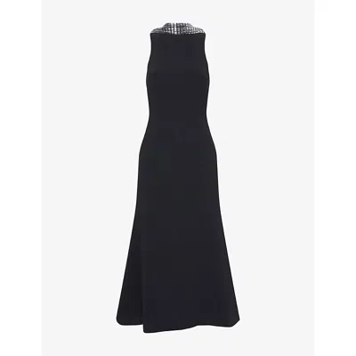 David Koma Womens Black Silver Crystal Sleeveless Stretch-woven Midi Dress In Multi