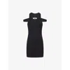 David Koma Womens Black Silver Crystal Sleeveless Stretch-woven Mini Dress In Multi