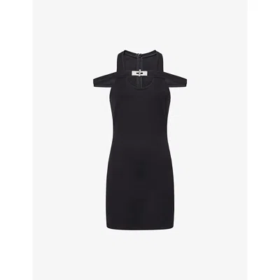David Koma Womens Black Silver Crystal Sleeveless Stretch-woven Mini Dress In Multi
