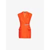 David Koma Sleeveless Stretch-wool Mini Blazer Dress In Orange