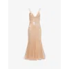 David Koma Womens Beige Sequin Ruffled Woven Midi Dress In Multi