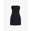 David Koma Womens Black Burgundy Sequin Strapless Stetch-woven Mini Dress In Blue