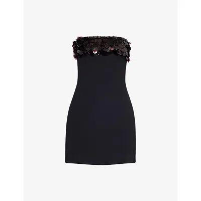 David Koma Womens Black Burgundy Sequin Strapless Stetch-woven Mini Dress
