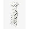 David Koma Womens White Black Polka-dot Draped Silk Midi Dress In White