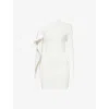 David Koma Womens White Drape Asymmetric Knitted Mini Dress Xs In White