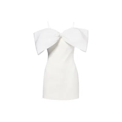 David Koma Womens White White Strapless Bow Woven Mini Dress