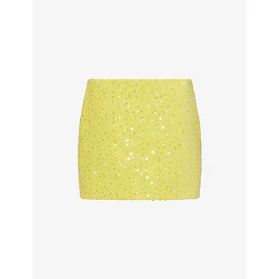 David Koma Womens  Sequinned-boucle Woven Mini Skirt In Yellow