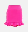 David Koma Wool-blend Miniskirt In Neon Pink