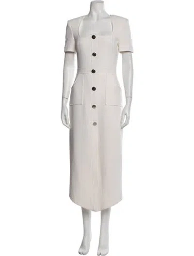 Pre-owned David Koma Wool Knee-length Dress In Neutrals