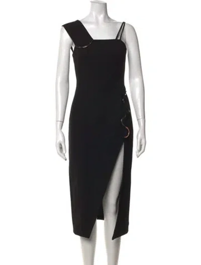 Pre-owned David Koma Wool Midi Length Dress In Black