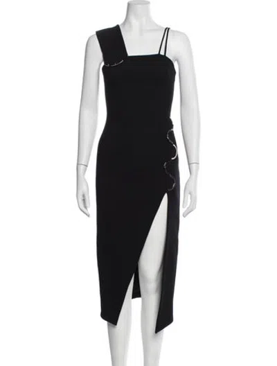 Pre-owned David Koma Wool Midi Length Dress In Black