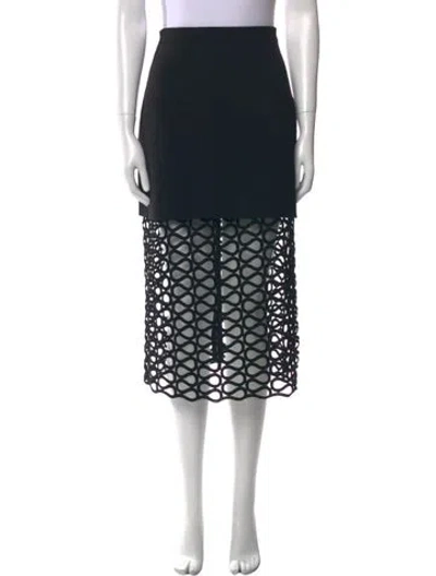Pre-owned David Koma Wool Midi Length Skirt In Black