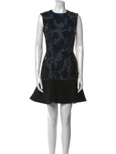 Pre-owned David Koma Wool Mini Dress In Black