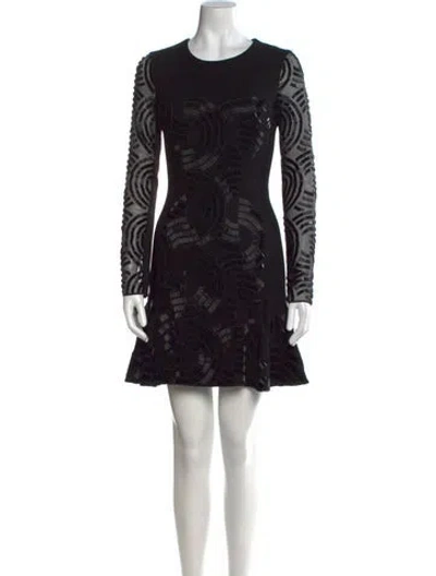 Pre-owned David Koma Wool Mini Dress In Black
