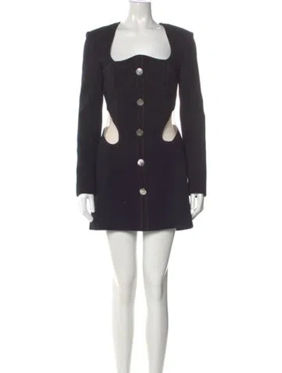 Pre-owned David Koma Wool Mini Dress In Black