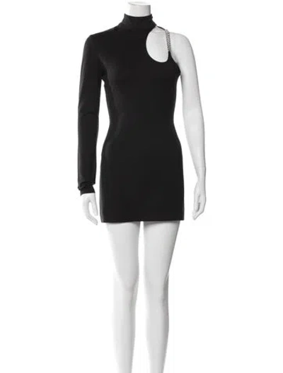 Pre-owned David Koma Wool Mini Dress In Black