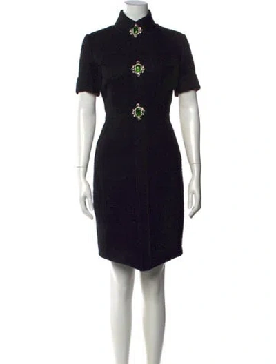 Pre-owned David Koma Wool Mini Dress In Black