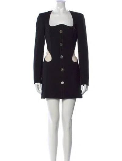 Pre-owned David Koma Wool Mini Dress In Black