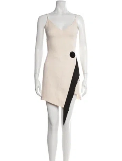 Pre-owned David Koma Wool Mini Dress In Neutral