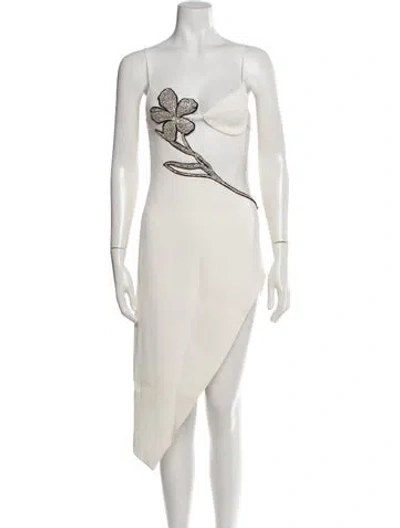 Pre-owned David Koma Wool Mini Dress In Neutrals