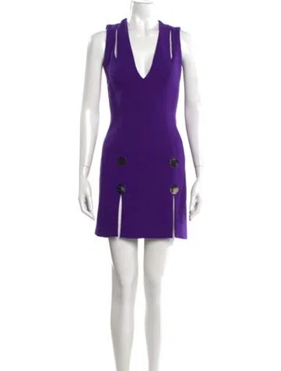 Pre-owned David Koma Wool Mini Dress In Purple
