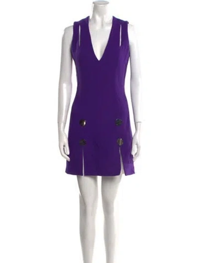Pre-owned David Koma Wool Mini Dress In Purple
