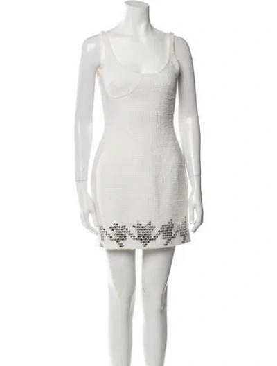 Pre-owned David Koma Wool Mini Dress In White