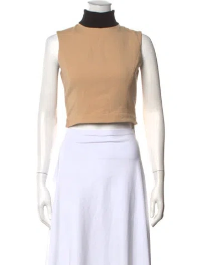 Pre-owned David Koma Wool Patterned Crop Top W/ Tags In Neutrals