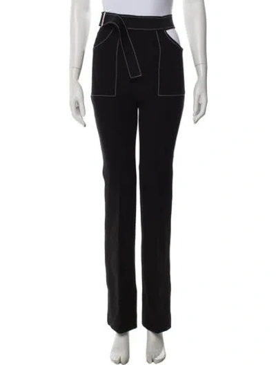 Pre-owned David Koma Wool Straight Leg Pants In Black