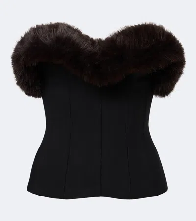 David Koma Wool-blend Corset Top In Animal Print