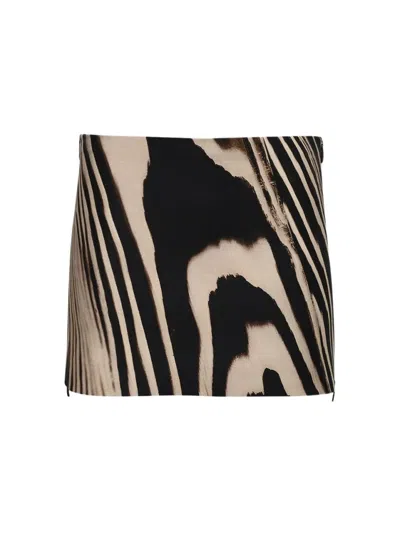 DAVID KOMA DAVID KOMA ZEBRA PRINT MINI SKIRT - BEIGE AND BLACK