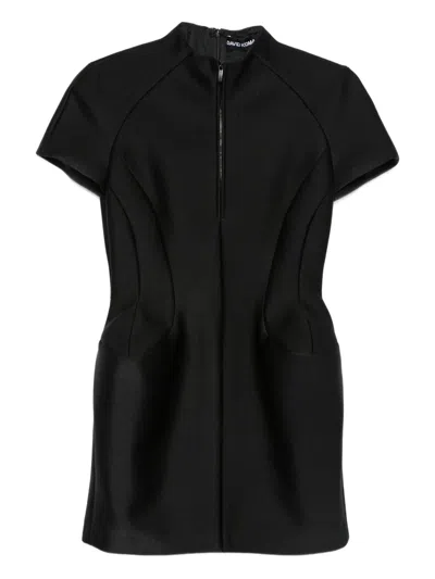 David Koma Zip Short-sleeve Mini Dress In Black