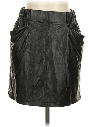 Pre-owned David Lerner Faux Leather Skirt In Black