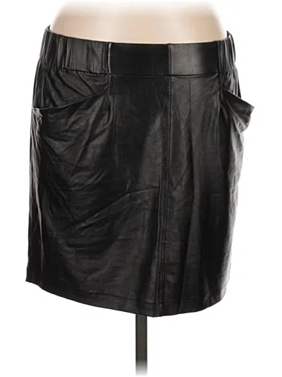Pre-owned David Lerner Faux Leather Skirt In Black