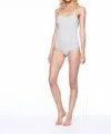 David Lerner Heavy Rib Knit Tank Bodysuit In Light Heather Grey