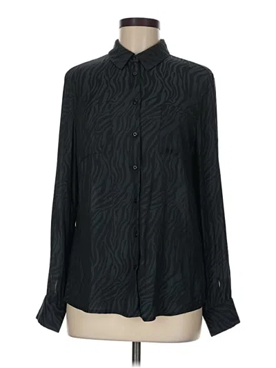 Pre-owned David Lerner Long Sleeve Blouse In Black